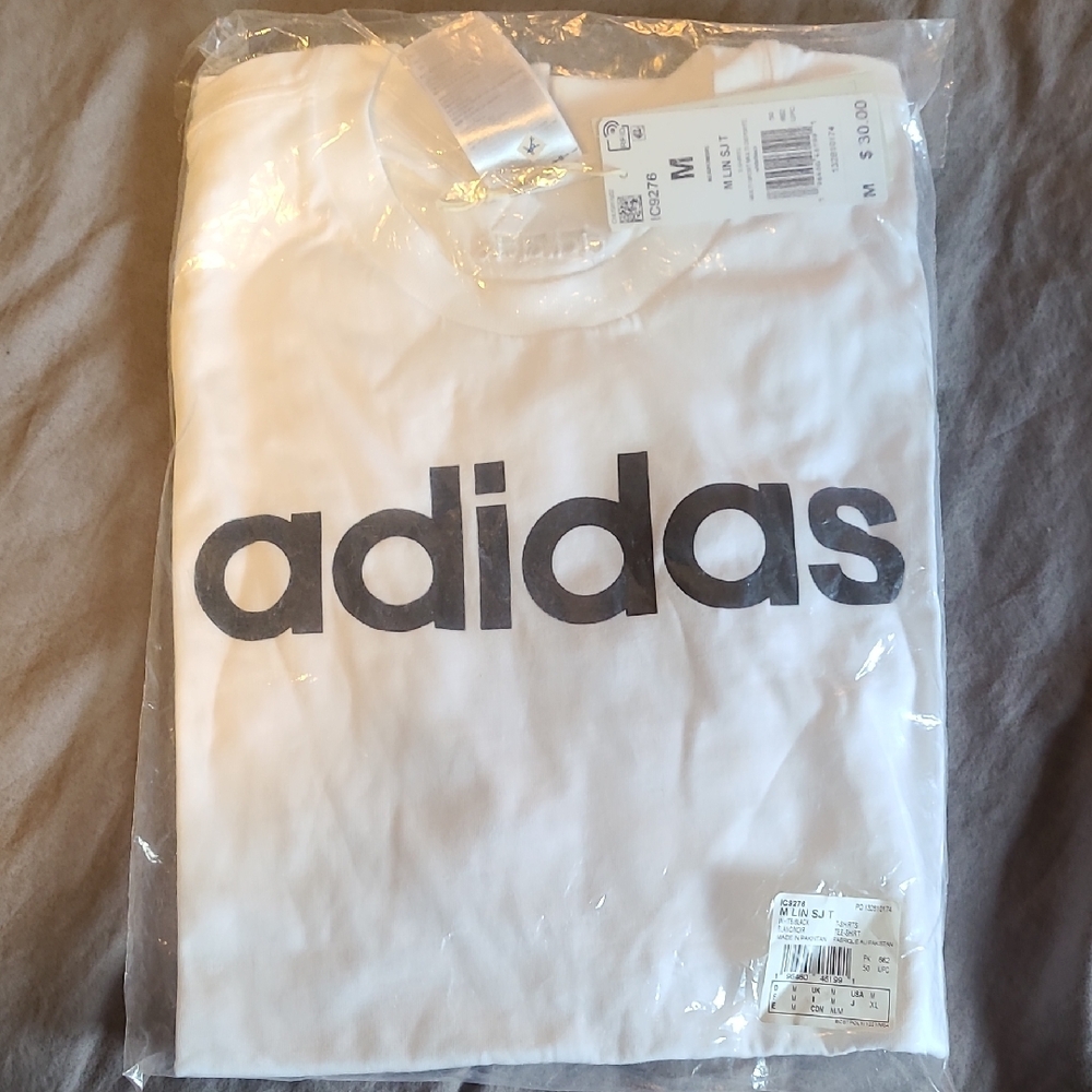 Adidas White Tee with Black Logo